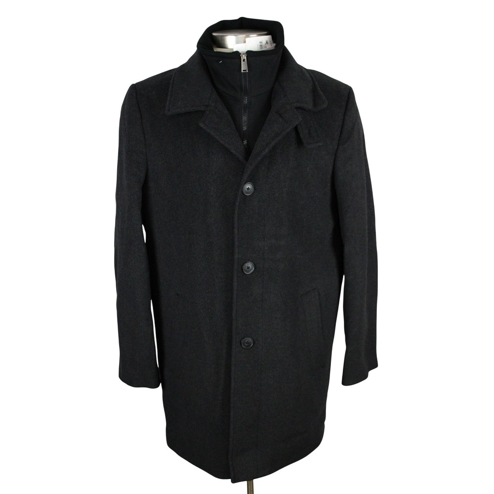 Calvin Klein Coat Mens 42L Charcoal Wool Coleman Insulated Overcoat Winter